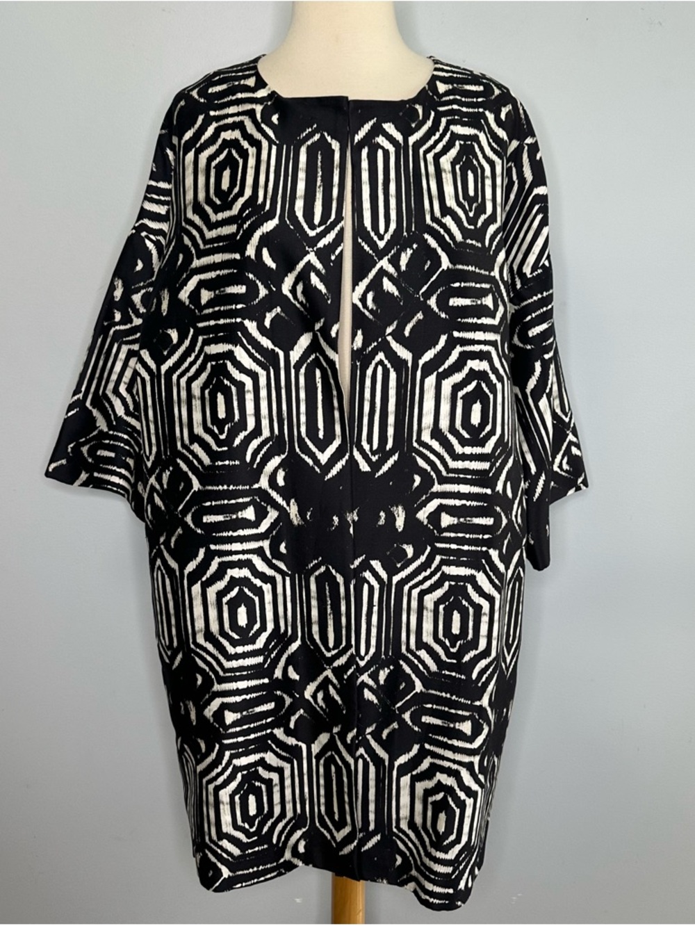 Les Copains Printed Cocoon Open Front Cotton/Silk Lightweight Jacket Coat 46